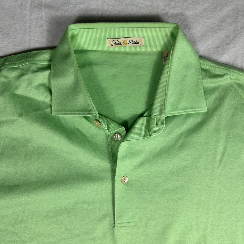 Peter Millar Men's Large Green Golf Polo Shirt - Crown Sport Summer Performance - Picture 3 of 9